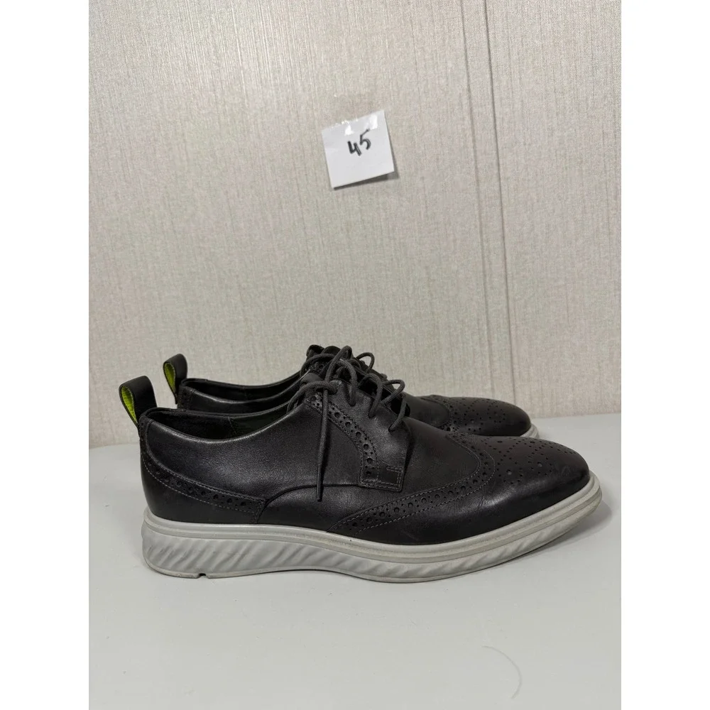 ECCO ST1 Hybrid Lite Brogue Loafers Mens‎ 9 Black Leather Dress Casual